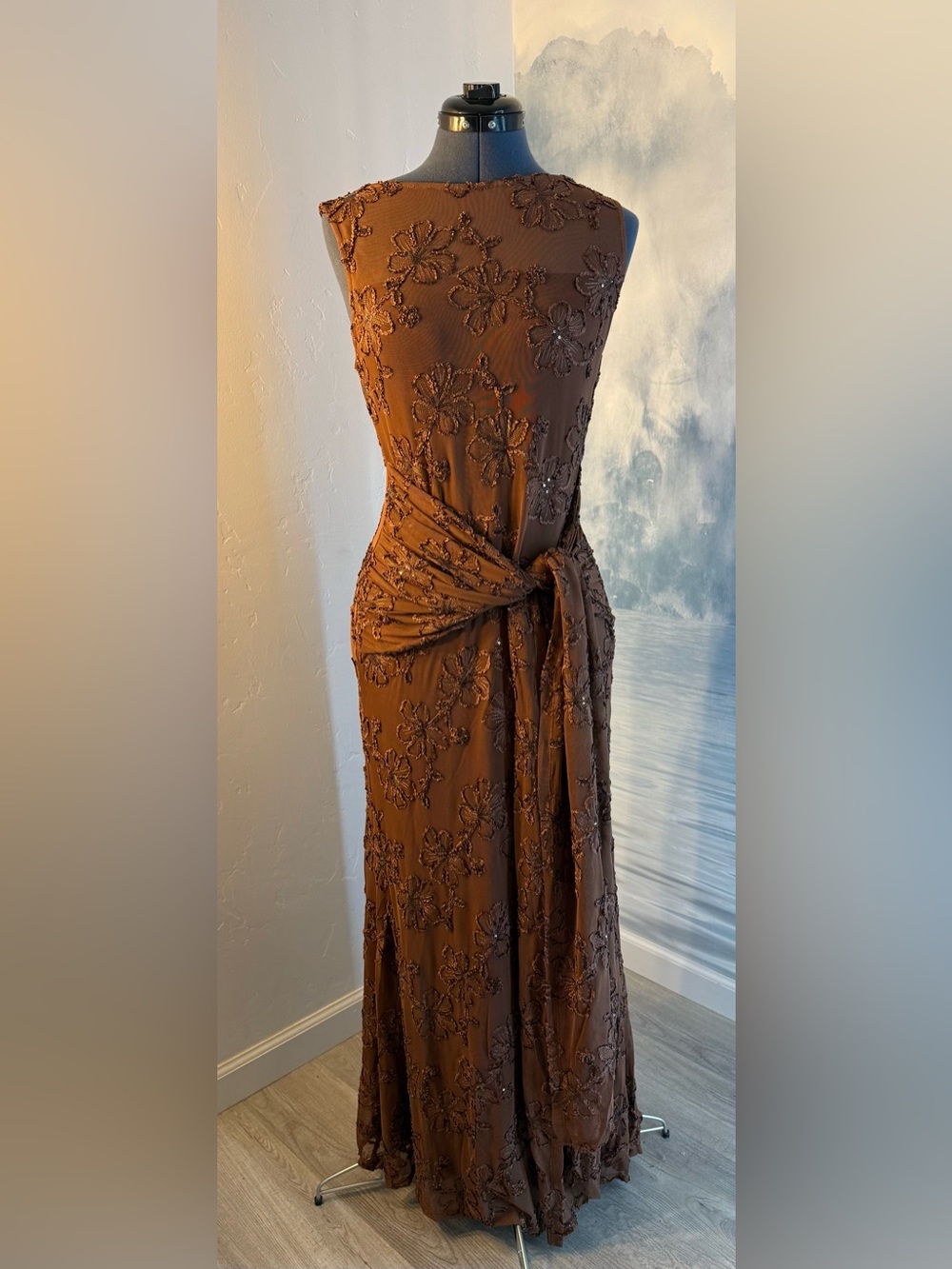 FEHAUTE Floral Maxi Dress Brown #430